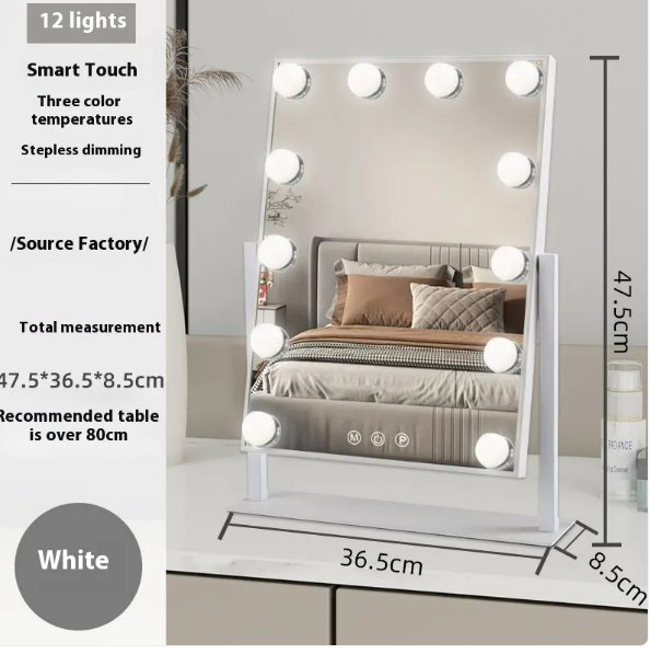 Wireless LED Vanity Mirror — USB-C Rechargeable, No Drilling
